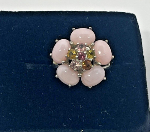 Sterling silver pink jade - silver,